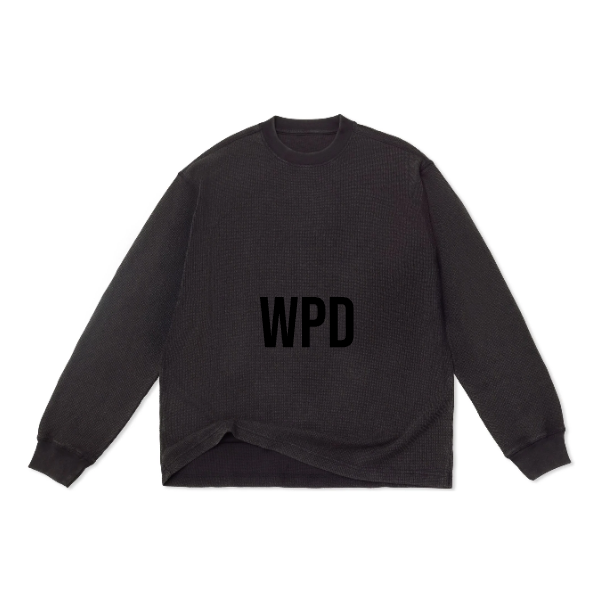 Cotton Collective Waffle L/S Tee 7oz | Limo Black imprintNext