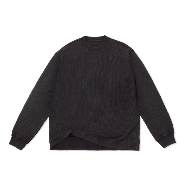 Cotton Collective Waffle L/S Tee 7oz | Limo Black imprintNext