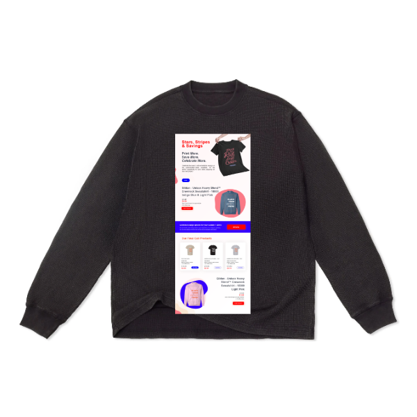 Cotton Collective Waffle L/S Tee 7oz | Limo Black imprintNext