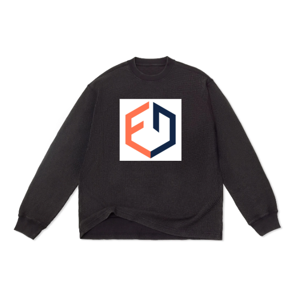Cotton Collective Waffle L/S Tee 7oz | Limo Black imprintNext