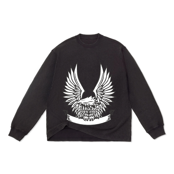Cotton Collective Waffle L/S Tee 7oz | Limo Black imprintNext